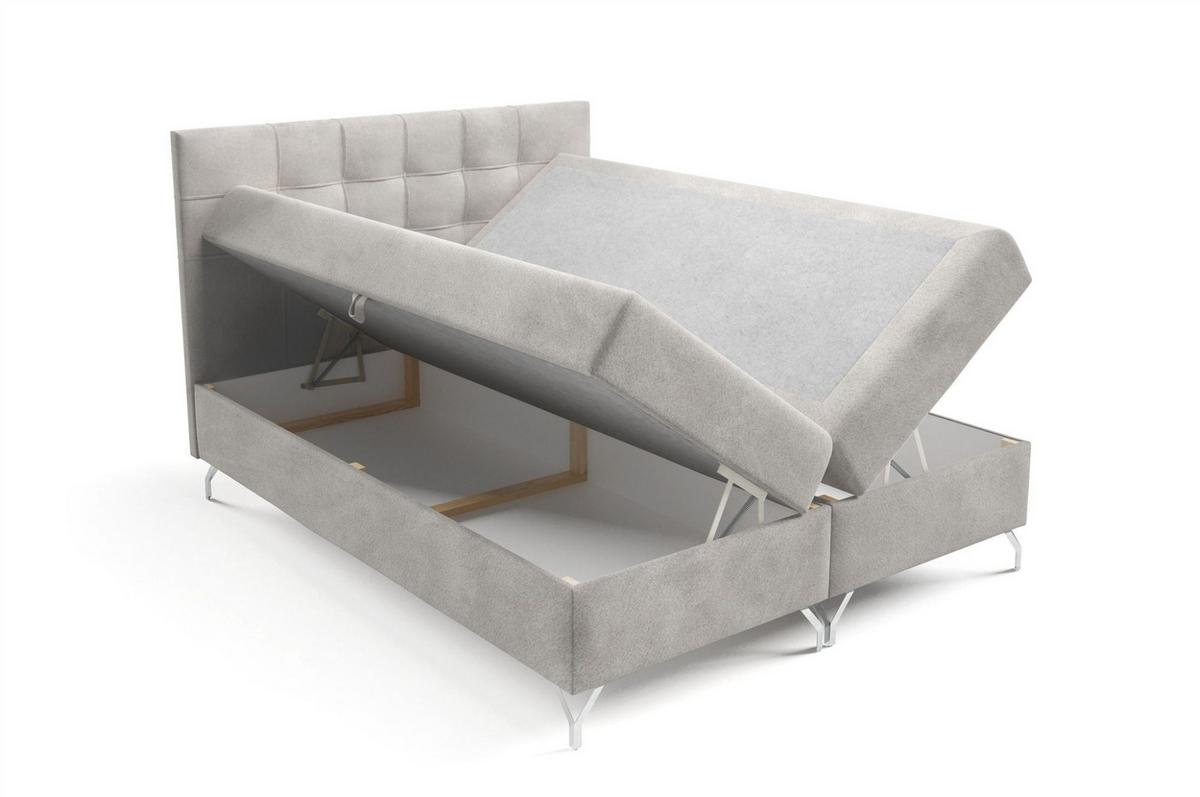 BOXBETT Candela - Grau, Holzwerkstoff/Textil (180/200cm) - Fun Möbel