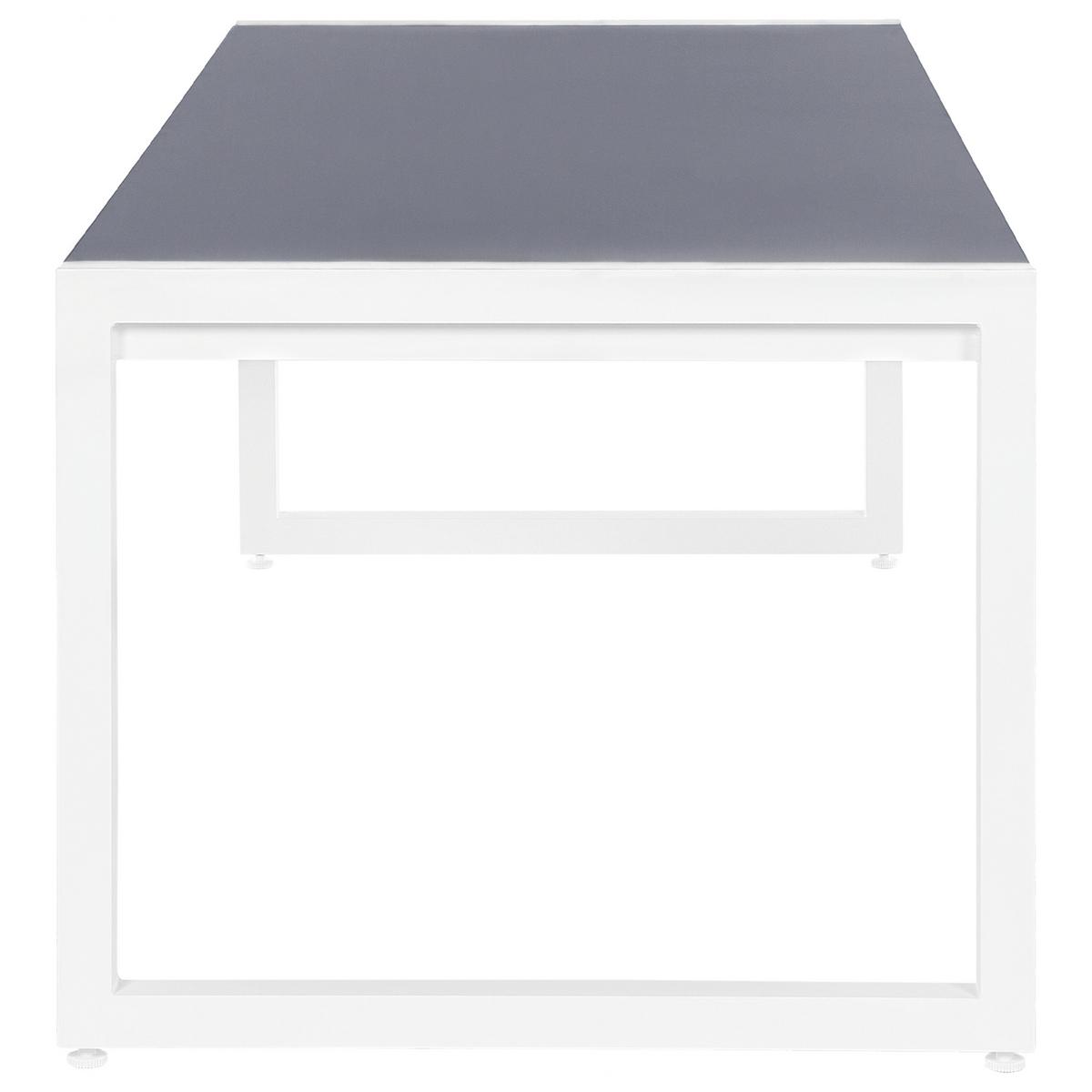 GARTENTISCH Aluminium grau/weiß 210/90 cm Bacoli - Weiß/Grau, Metall (210/90/74cm) - Beliani