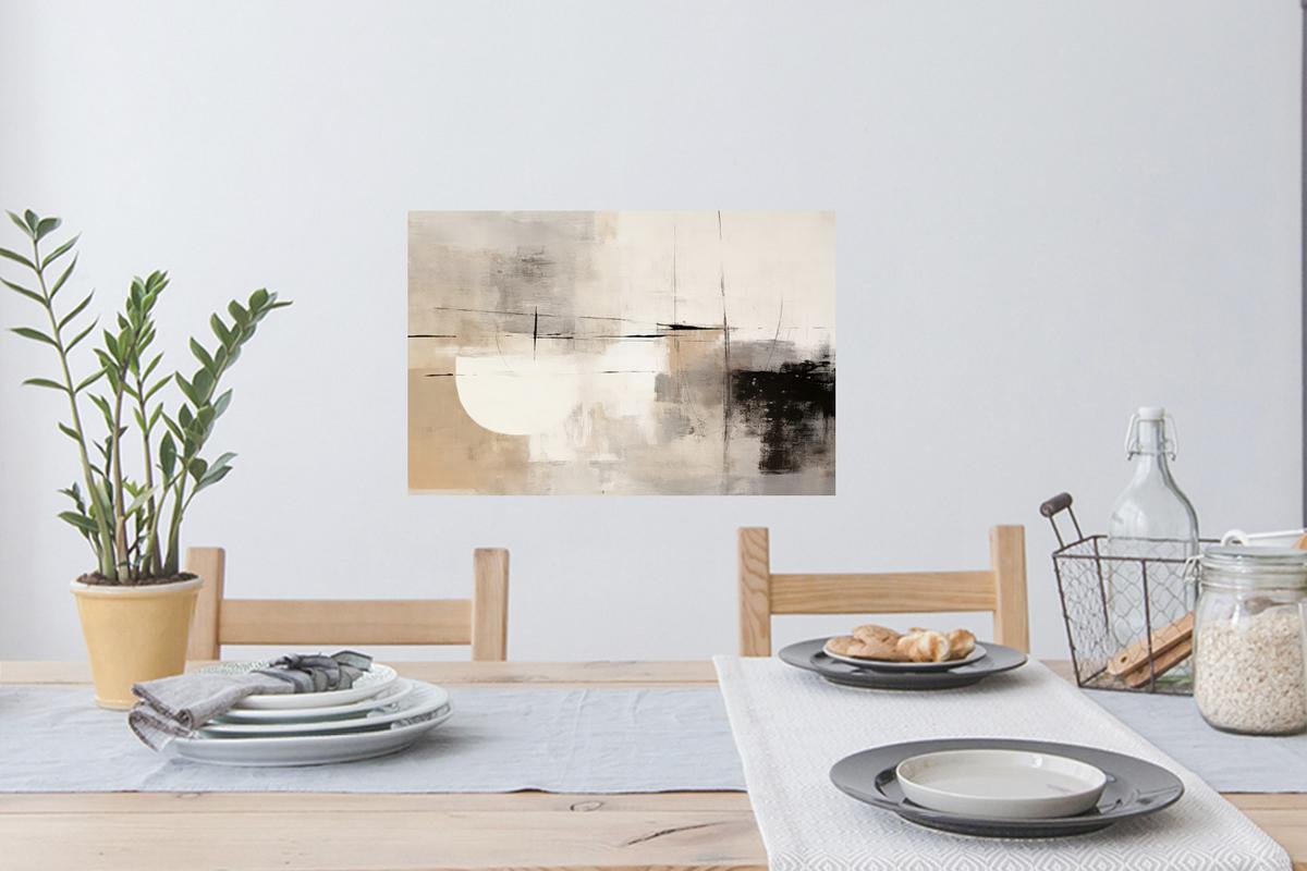 WANDTATTOO Abstrakt - Kunst - Grau Deko Wohnzimmer 60x40 cm - Hellgrau, Kunststoff (60/40/0.1cm) - MuchoWow