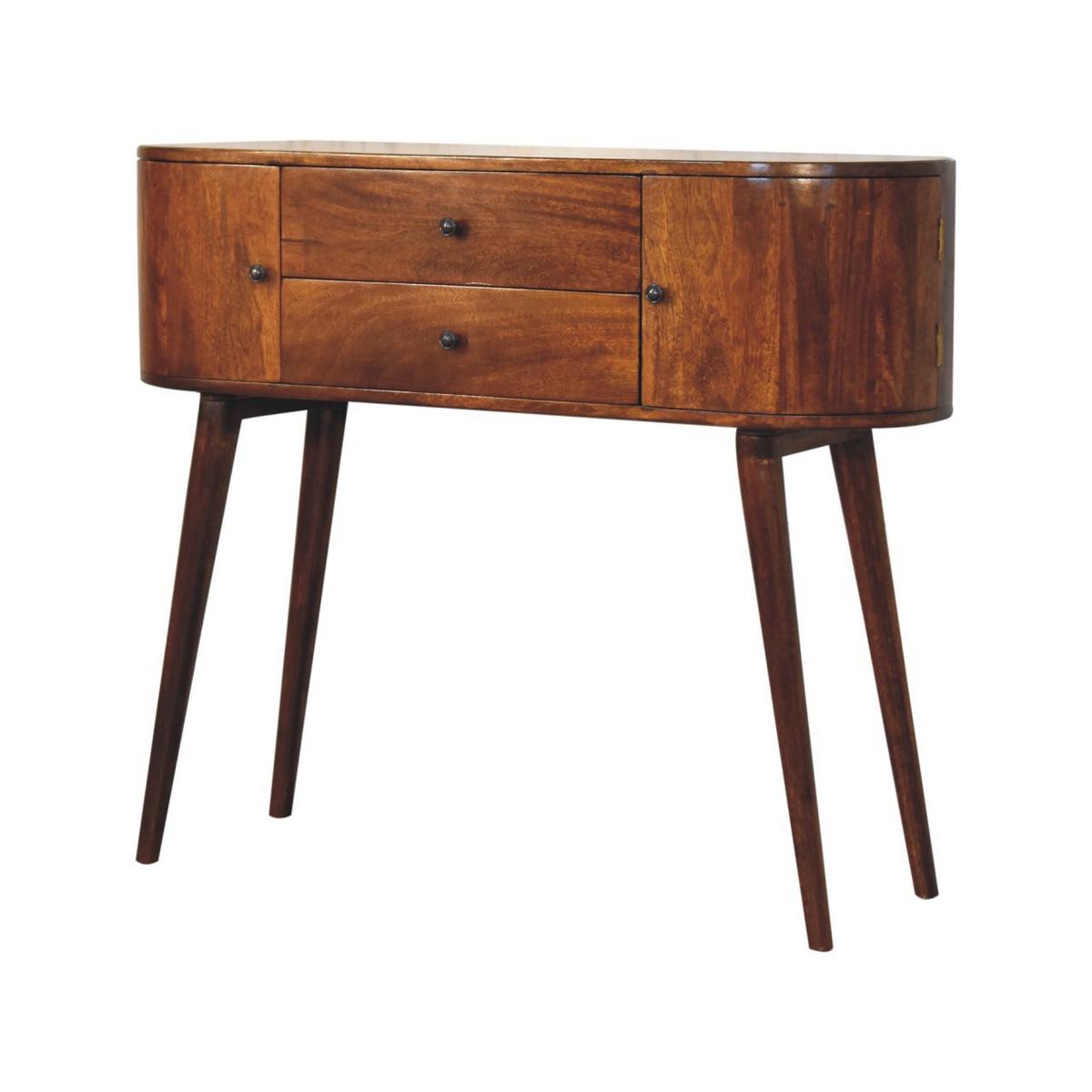 KONSOLENTISCH IN KASTANIENFARBE, 2 SCHUBLADEN, 2 SEITENSCHRÄNKE, BRAUN - Braun, Holz (110/35/91cm) - Artisan Furniture
