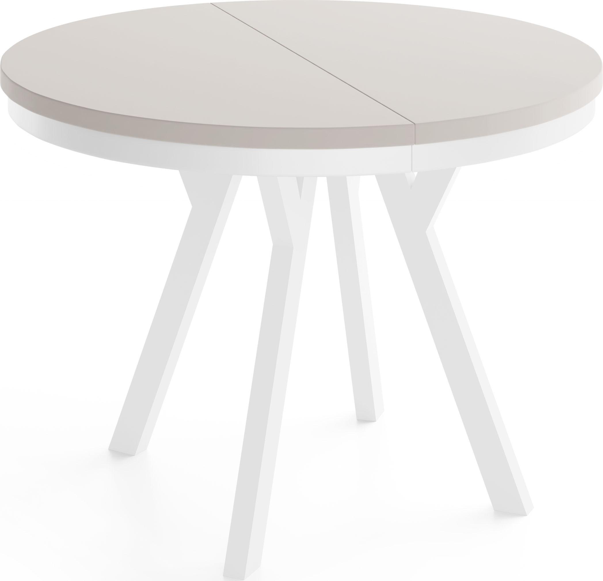 ESSTISCH Vero Neo Weiß rund ausziehbar verlängerbar, Kaschmir 100-300/100/77 cm - Kaschmir/Beige, Holz/Holzwerkstoff (100/300/77cm) - WFL GROUP