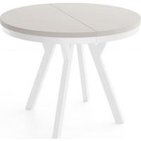 ESSTISCH Vero Neo Weiß rund ausziehbar verlängerbar, Kaschmir 90-190/90/77 cm - Kaschmir/Beige, Holz/Holzwerkstoff (90/190/77cm) - WFL GROUP