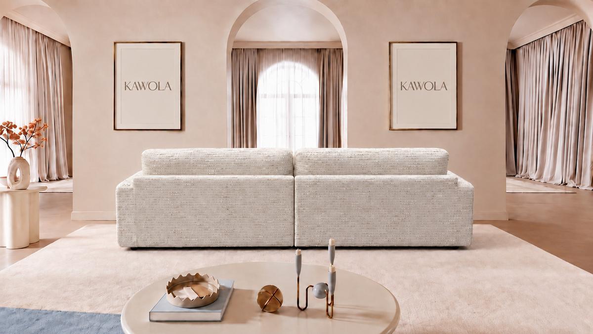 SOFA MARLIN Cremeweiß Flachgewebe - Creme/Schwarz, Kunststoff/Textil (262/80/100cm) - KAWOLA