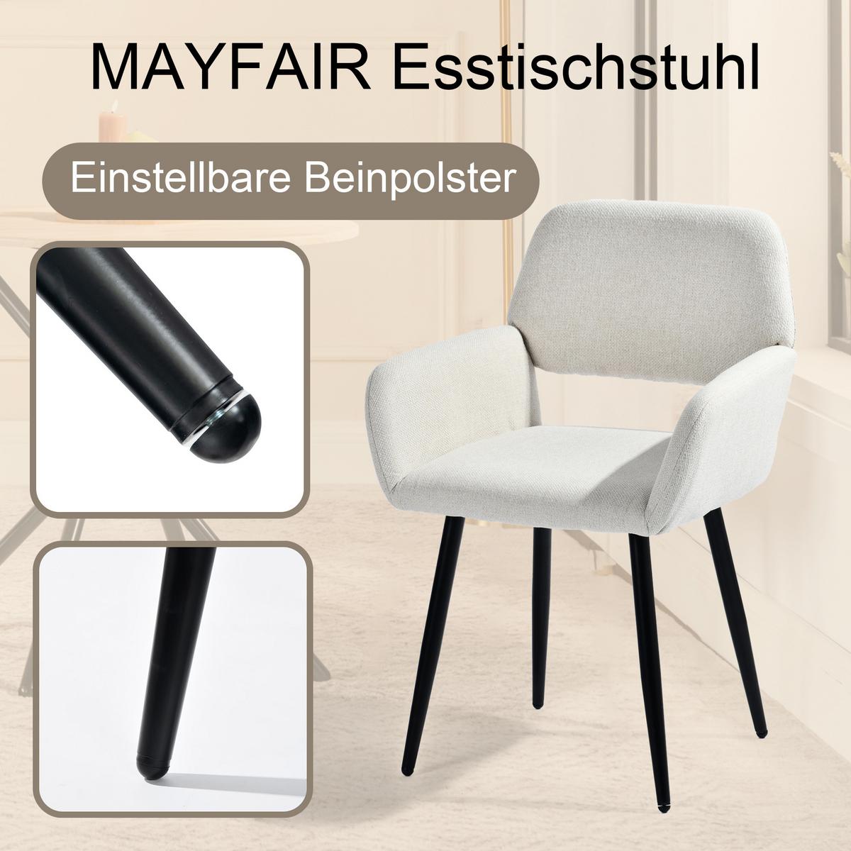 ARMLEHNSTUHL-SET 8 Stück beige - Beige, Holzwerkstoff/Textil (56/77/53cm) - Urban Meuble