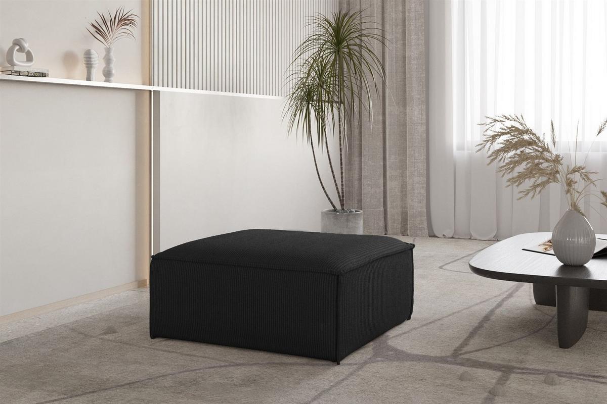 POLSTERHOCKER Celes Premium 85x85cm - Schwarz, Holzwerkstoff/Textil (85/40/85cm) - Fun Möbel