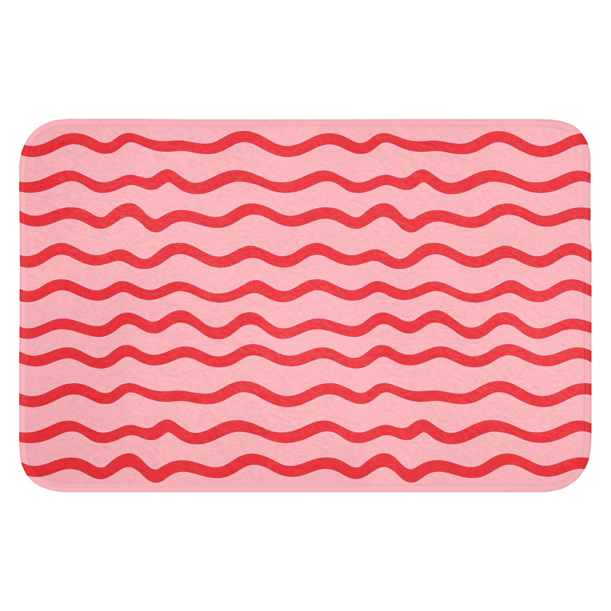 BADEMATTE Verspielt - Muster - Rot Rutschfest 60x40 cm - Rosa, Textil (60/40cm) - OnlyWow