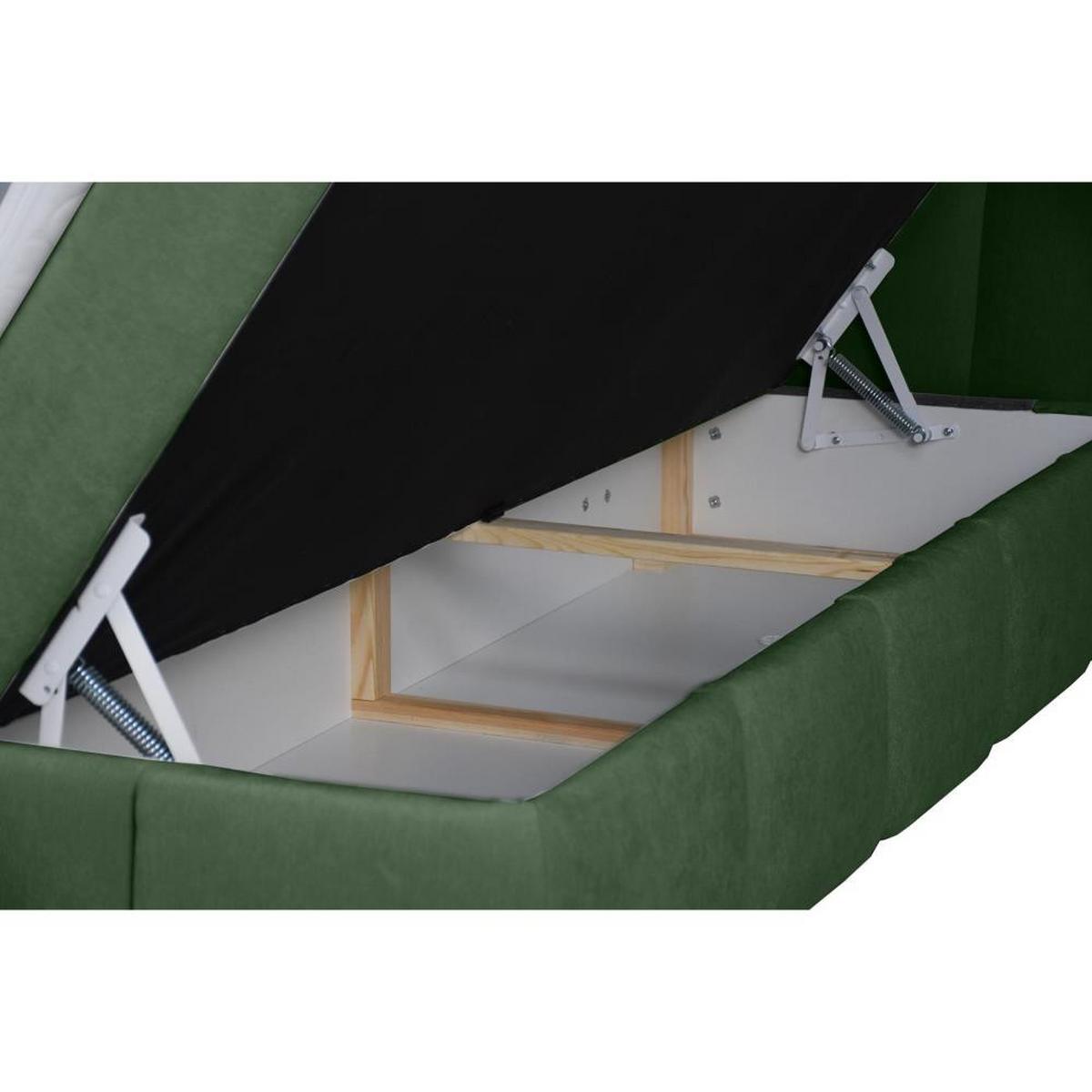 BOXBETT Solido mit Bettkasten 140x200 cm grün - Schwarz/Grün, Textil/Metall (140/200cm) - Beautysofa