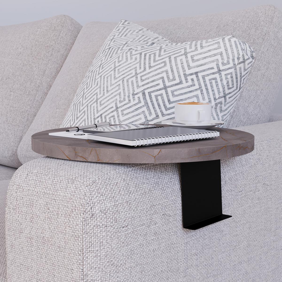 SOFATABLETT Kuleskyd - Grau, Holzwerkstoff/Metall (34/13.5/34cm) - [en.casa]