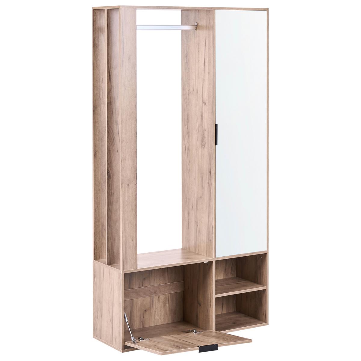 KLEIDERSCHRANK Hellbraun Quesnel - Hellbraun/Braun, Holzwerkstoff (100/190/35cm) - Beliani