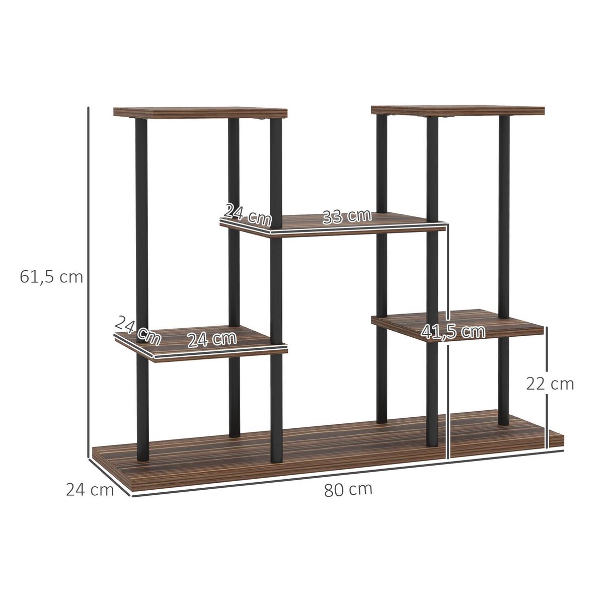 BLUMENSTÄNDER Stahl Tannenholz Verkohlt - Dunkelbraun, Metall (24/61.5/80cm) - Outsunny
