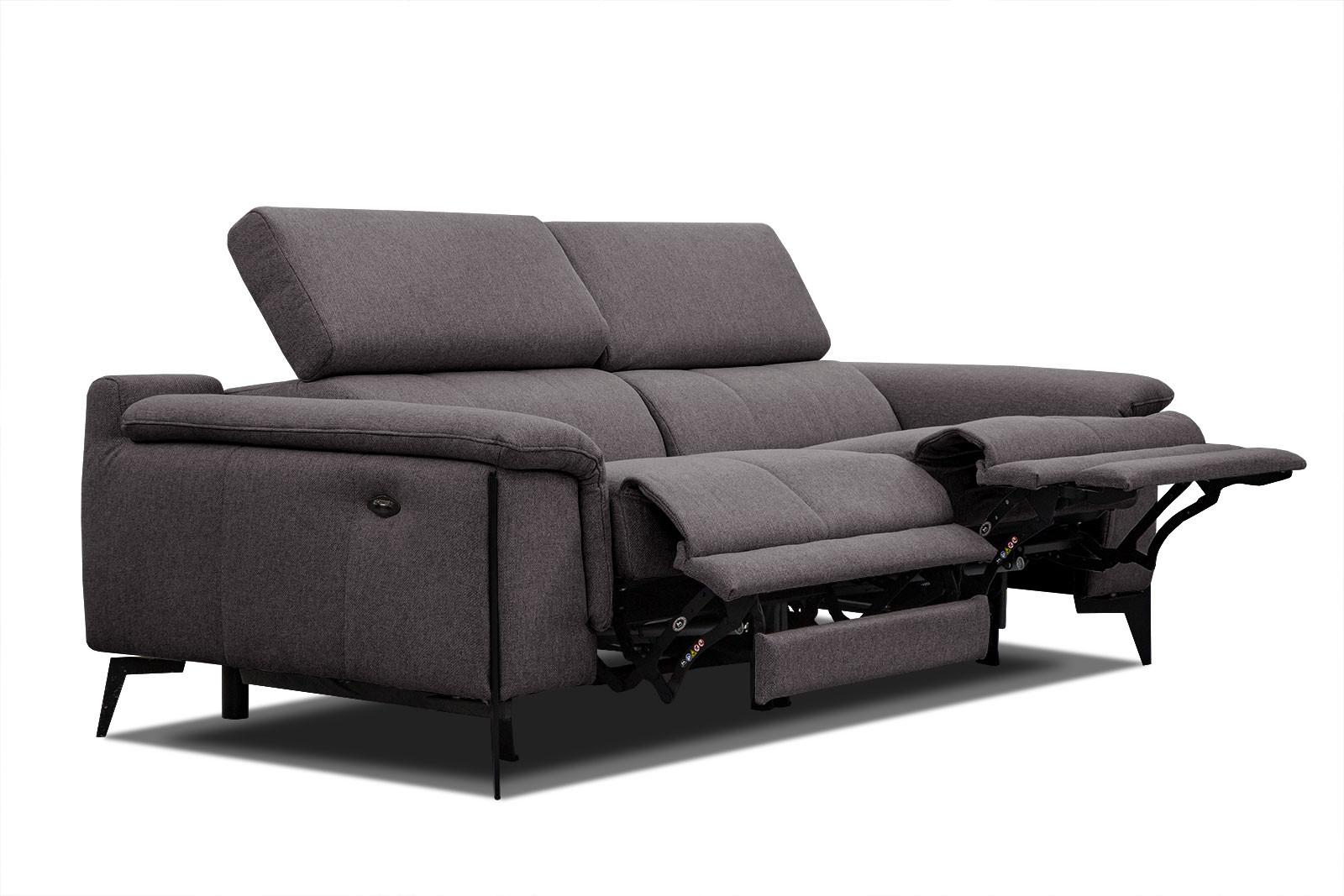 RELAXSOFA MATERA 3-Sitzer mit 2 Relaxfunktionen, graphitfarben - Graphitfarben/Schwarz, Holzwerkstoff/Textil (212/82/103cm) - Wozimo