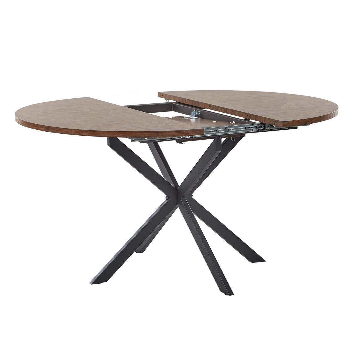 AUSZIEHBARER-ESSTISCH 110/140-110 cm Dunkler Holzfarbton/Schwarz Friona - Dunkelbraun/Schwarz, Holzwerkstoff (140/110/75cm) - Beliani