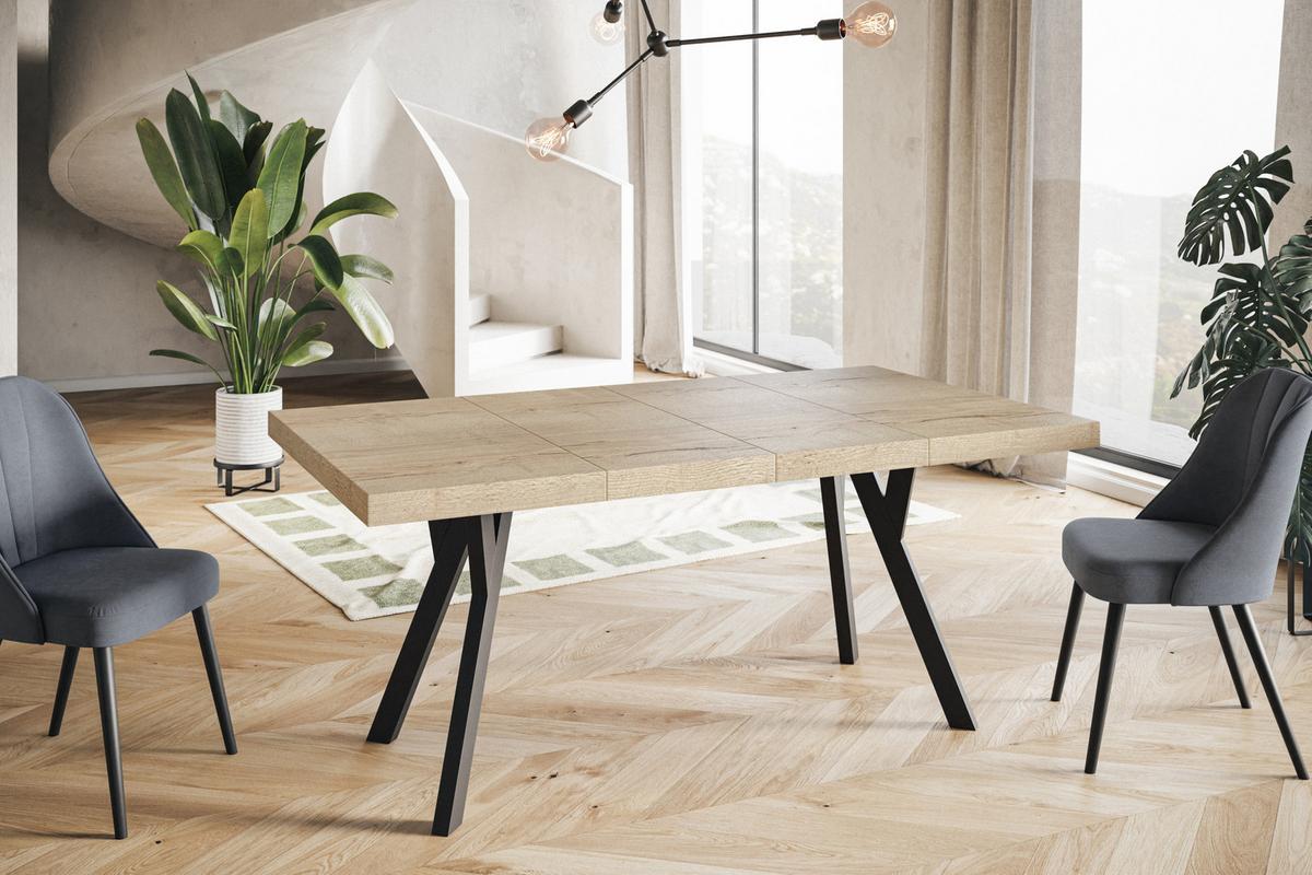 QUADRATISCHER Esstisch ausziehbar – Moderner Wohnzimmertisch und Küchentisch – Tisch mit Holzbeinen, Durchmesser 110 cm - 210 cm - Farbe Halifax - Schwarz/Braun, Holzwerkstoff (110/110/77cm) - Alpi-Möbel