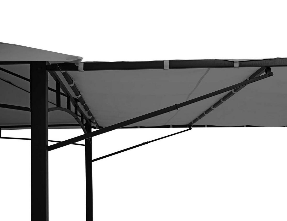 PERGOLA STAHL + SEITENWAND Grau - Grau, Textil (490/275/250cm) - MCW