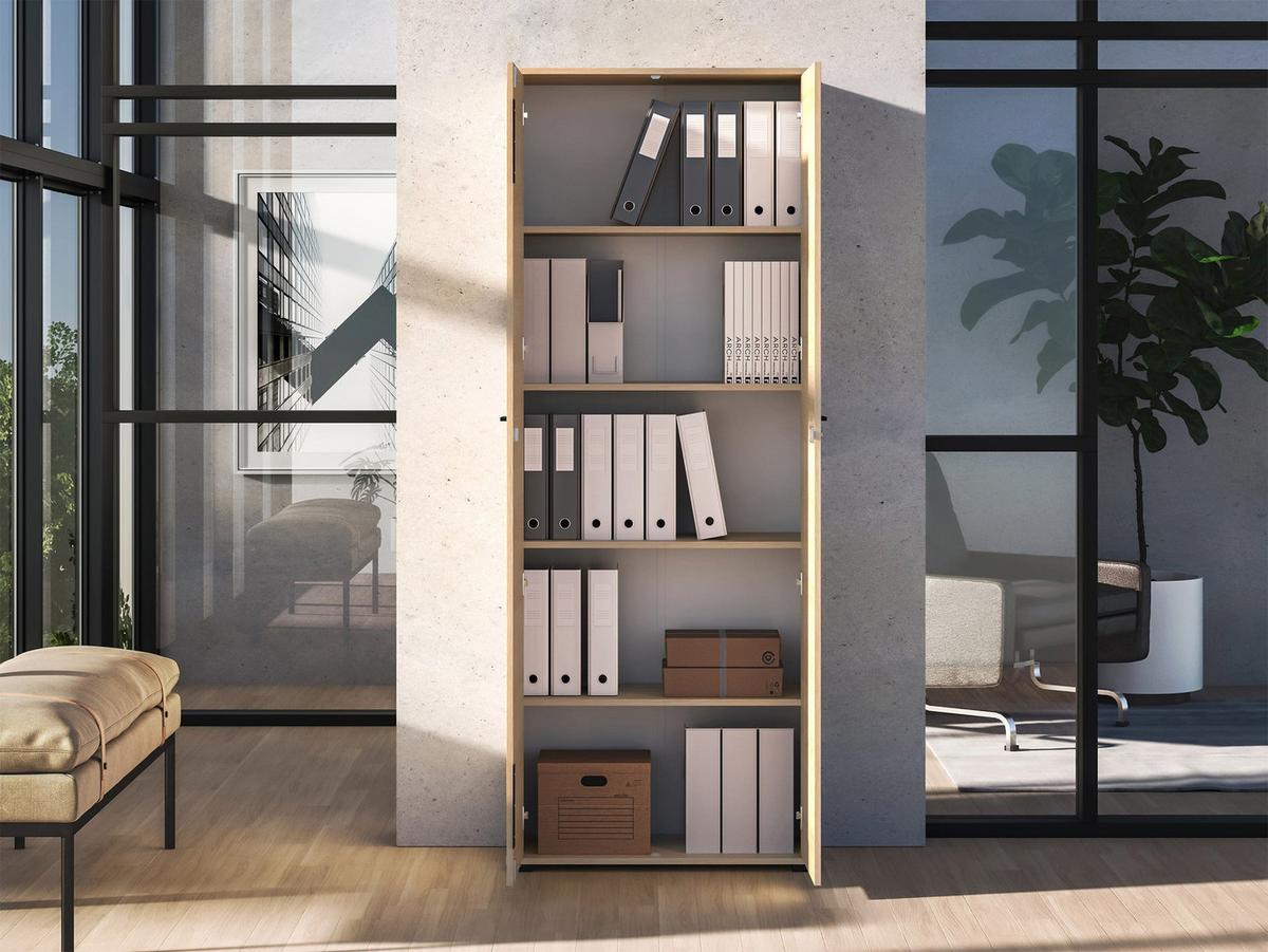 KLEIDERSCHRANK Odelis 2-türig 79 cm - Beige/Schwarz, Holzwerkstoff/Kunststoff (79/203/33.7cm) - Selsey
