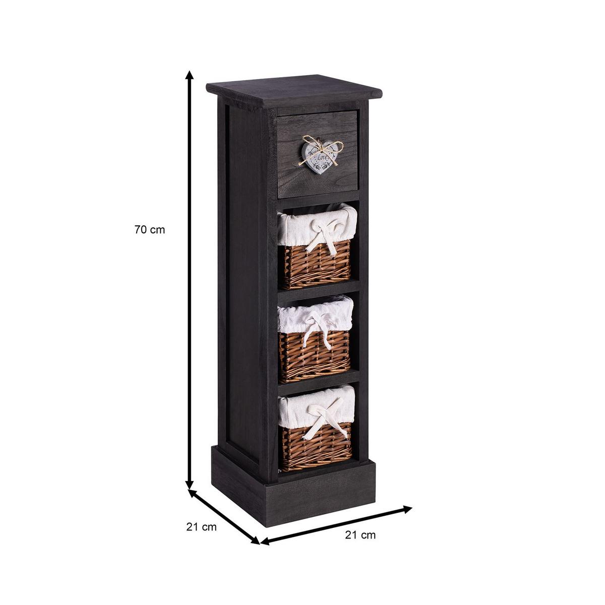 REGAL FLOWER schwarz, braun/weiß - Schwarz, Holz (20/70/20cm) - CARO-Möbel