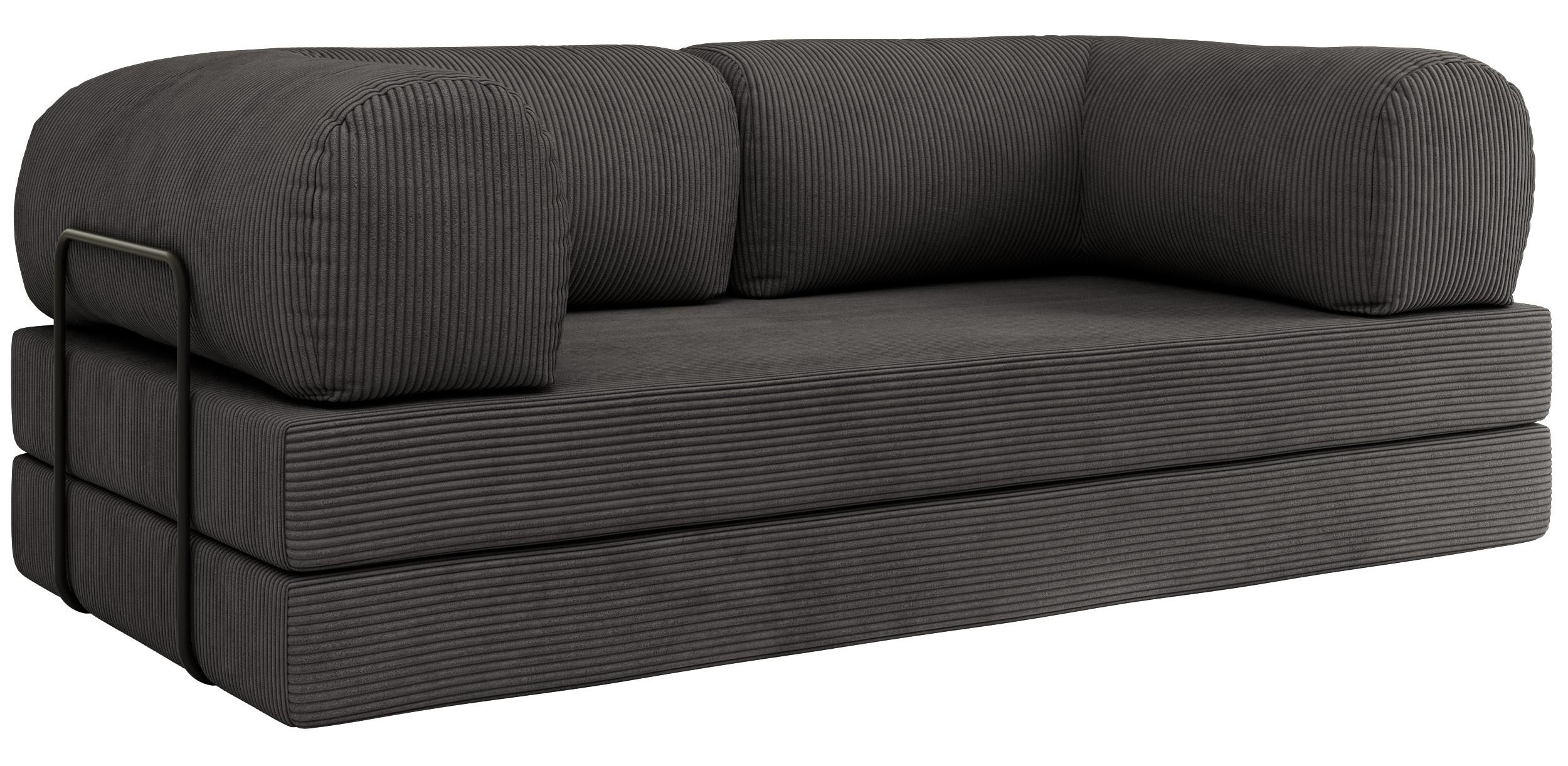 3-SITZER SOFA ORSETTO - Dunkelgrau Cord - Dunkelgrau/Schwarz, Textil/Metall (200/70/100cm) - MKS