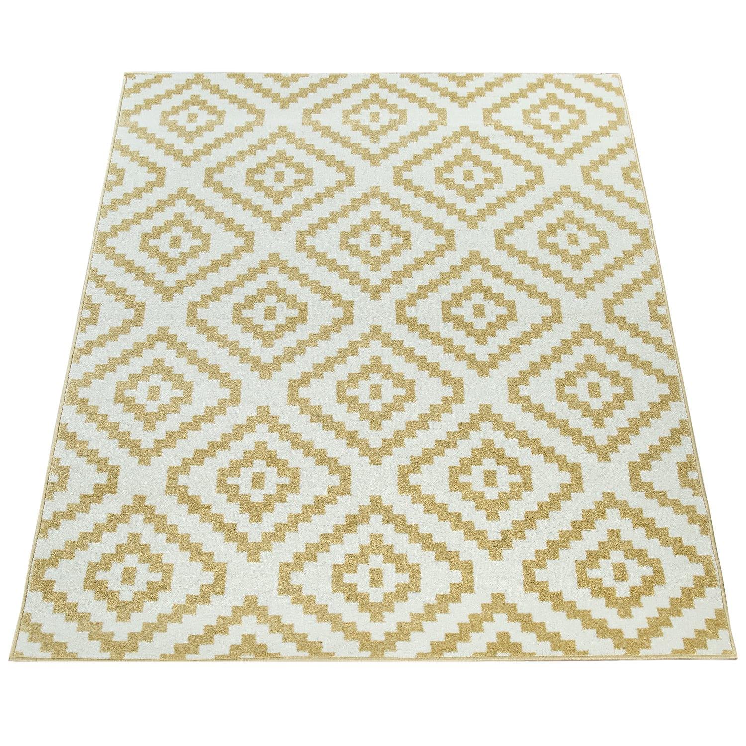 KURZFLORTEPPICH, mit Rautenmuster, aus Polypropylen, Gelb, 200 x 280 cm - Gelb, Textil (280/200cm) - KADIMA DESIGN