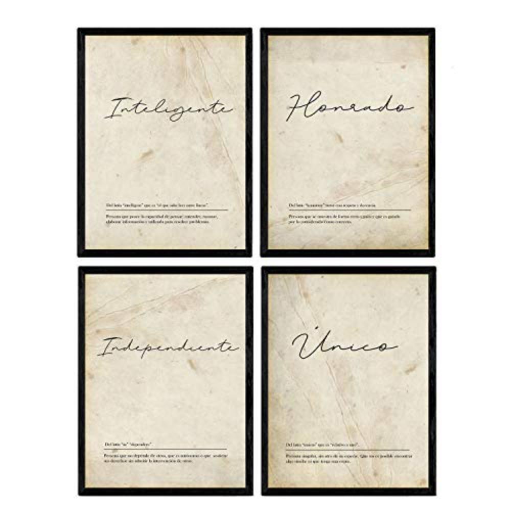 POSTER Set mit 4 Definitionen von meinen Freundc A4 Rahmenlos - Klar, Papier (29.7/3cm) - Nacnic