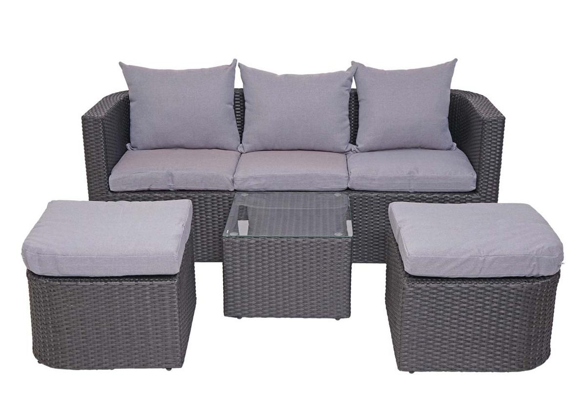 LOUNGE-SET Anthrazit, Hellgrau - Anthrazit/Hellgrau, Holz - MCW
