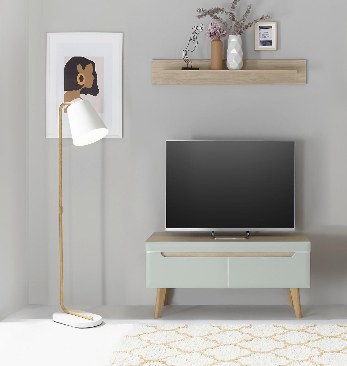 WANDBOARD Eiche, Wandregal 107 cm skandinavisches Design - Eichefarben, Holzwerkstoff (107/19/17cm) - Furn.Design