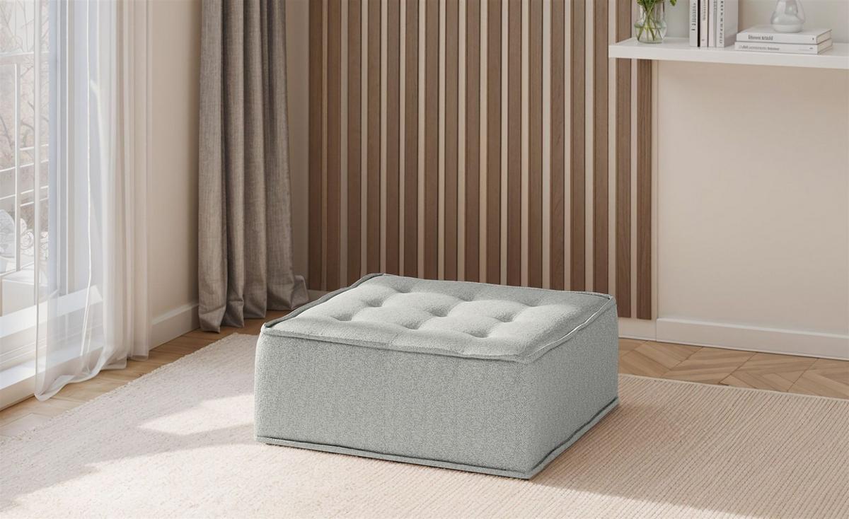 POLSTERHOCKER Sande In Alpine - Hellgrau, Holzwerkstoff/Textil (90/38/90cm) - Fun Möbel