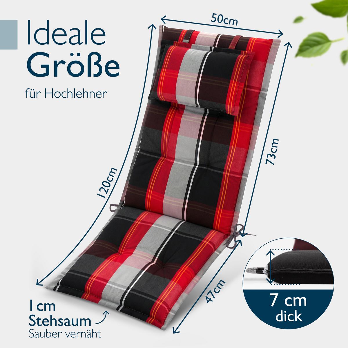 HOCHLEHNER Highlux HL 120x52x7cm Schwarz-Rot-Weiß-Kariert (2tlg) - Schwarz, Textil (52/120cm) - Beautissu 