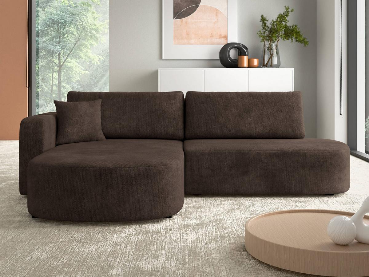 ECKSOFA Zerte, Seite: Links - Schwarz/Braun, Holz/Kunststoff (252/175cm) - MIRJAN24