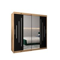 SCHWEBETÜRENSCHRANK 200/200/62 2-türig - Silberfarben/Schwarz, Holz/Kunststoff (200/200/62cm) - Abiks Möbel