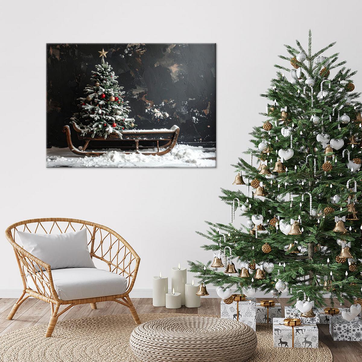 LEINWANDBILD Weihnachten 30x20cm - Schwarz, Textil (30/20cm) - Feeby