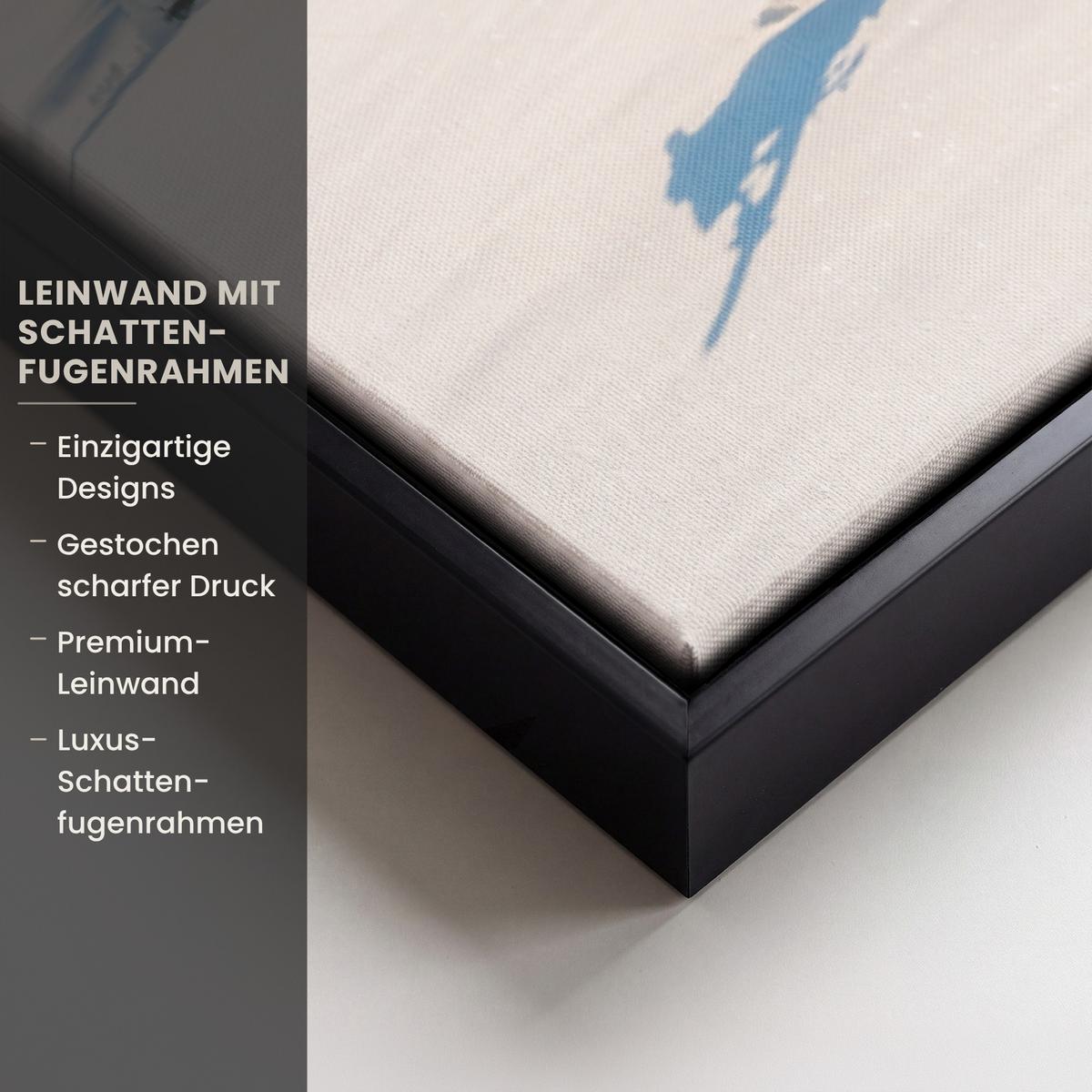 LEINWAND Bilder mit Rahmen - Winter - Hütte - Berge - Aussicht - Schnee - 60x90 - Eichefarben, Textil (60/90cm) - MuchoWow