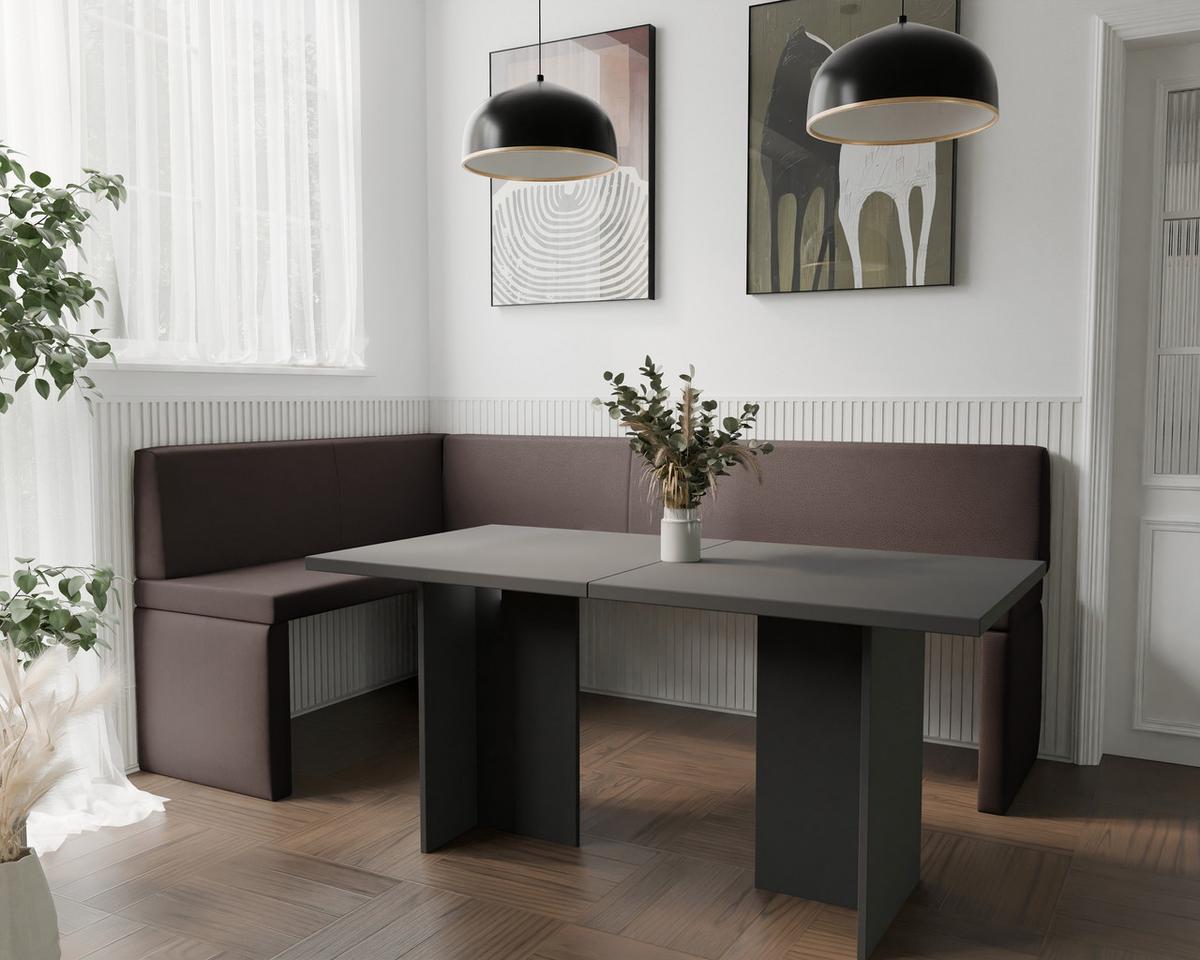 ECKBANK links OWEN Kunstleder, 128/168 cm Braun - Braun, Holz/Kunststoff (128/168cm) - Idohome