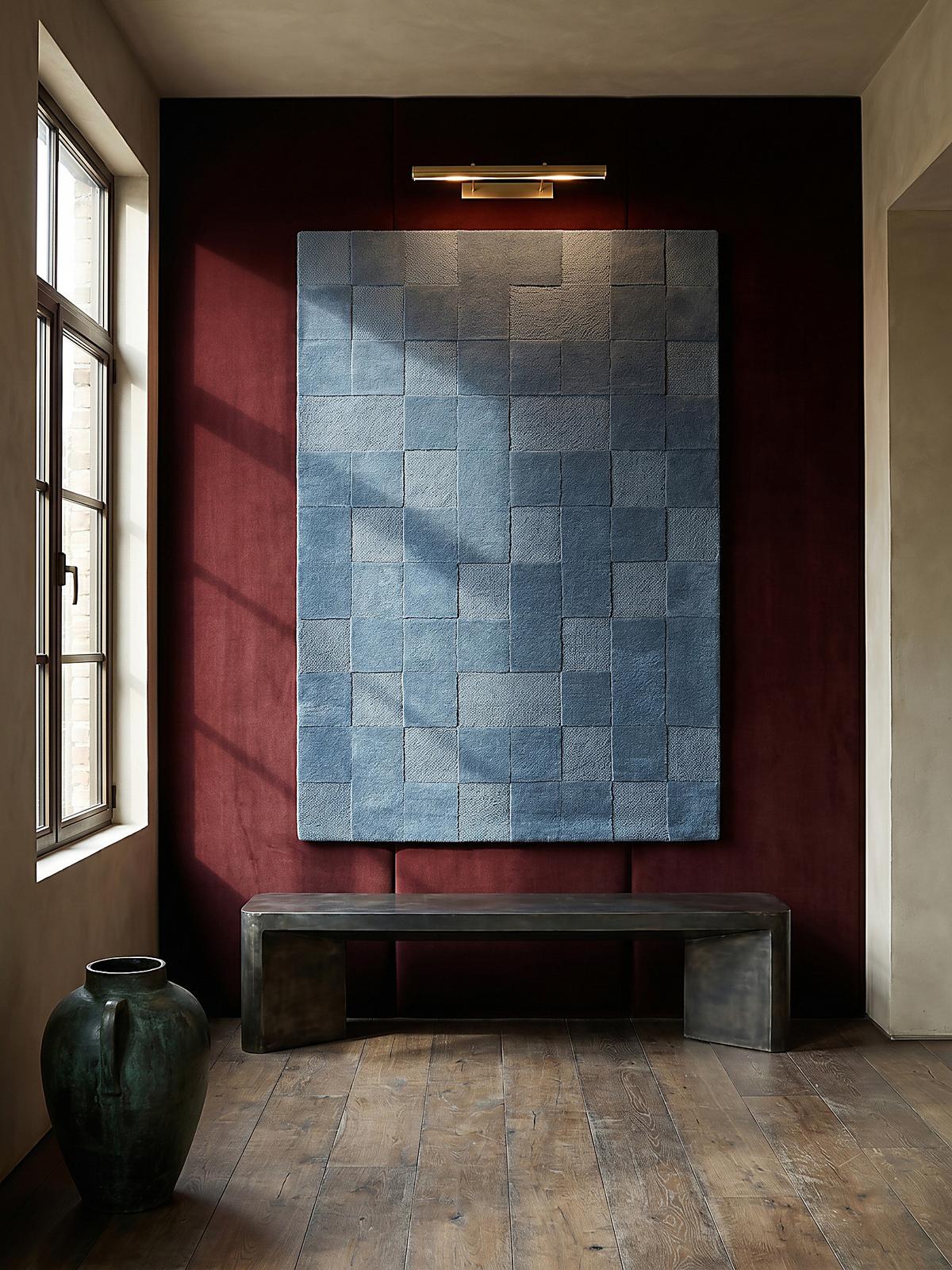 WOLLTEPPICH DEBEN, mit Schachbrettmuster, Blau, 120 x 170 cm - Blau, Textil (170/120cm) - KADIMA DESIGN