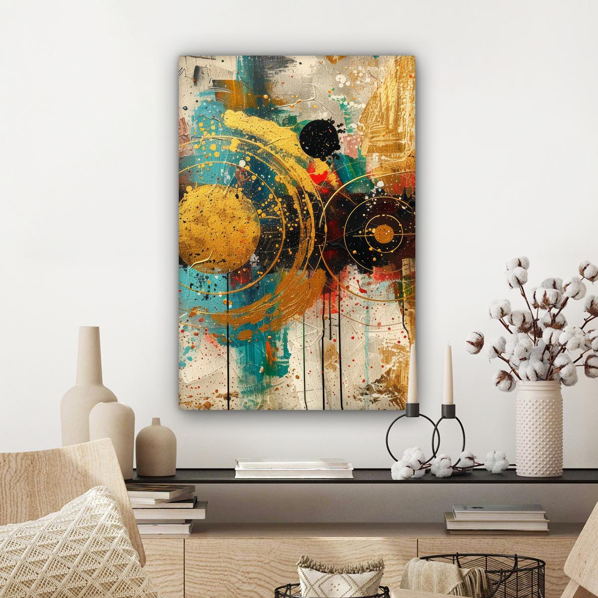 LEINWANDBILD Abstrakt - Kunst - Gold - Modern Wanddeko 40x60 cm - Multicolor, Textil (40/60cm) - MuchoWow