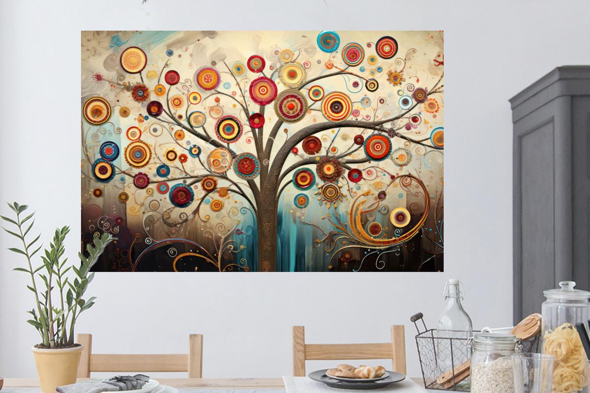 WANDTATTOO Baum - Baum des Lebens - Farbe Wandsticker 120x80 cm - Braun, Kunststoff (120/80/0.1cm) - MuchoWow
