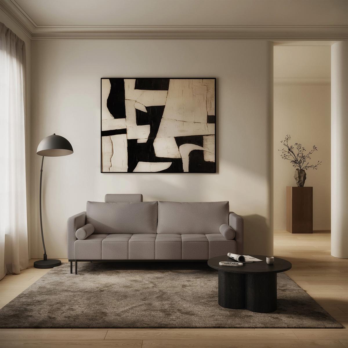 SCHLAFSOFA Skilia mit Schlaffunktion, 3-Sitzer 224 cm - Graubraun/Schwarz, Textil/Metall (224/85/102cm) - Selsey