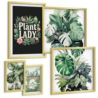 BILDER SET 5er Set - 50x50 cm & 20x30 cm & 40x60 cm Goldrahmen - Japanische Natur und Japandi-Stil - Goldfarben, Kunststoff (40/60cm) - TULUP