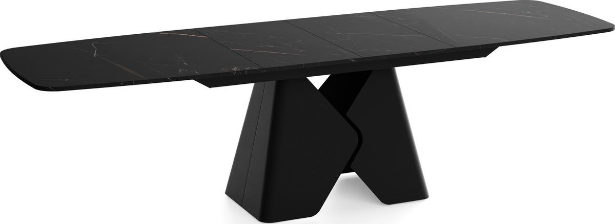 ESSTISCH Vanta rechteckig ausziehbar verlängerbar mit Schwarzem Metallgestell, Schwarz Marmor Kupfer 200-290/90/76 cm - Schwarz/Kupferfarben, Holzwerkstoff/Metall (90/290/76cm) - WFL GROUP