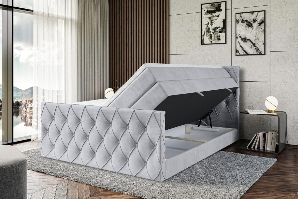 BOXSPRINGBETT AMAY-Z KING - 140x200 - H3/H4 - Hellgrau - Hellgrau, Holzwerkstoff (140/200cm) - ALTDECOR
