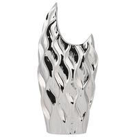 DEKOVASE Steinzeug silber Haluza - Silberfarben, Stein (35cm) - Beliani