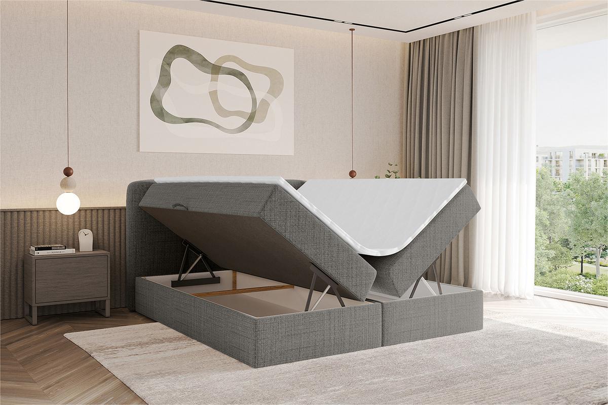 BOXBETT mit Matratze H4 - NINA - 180x200 cm - Grau - Grau, Holzwerkstoff (180/200cm) - ALTDECOR