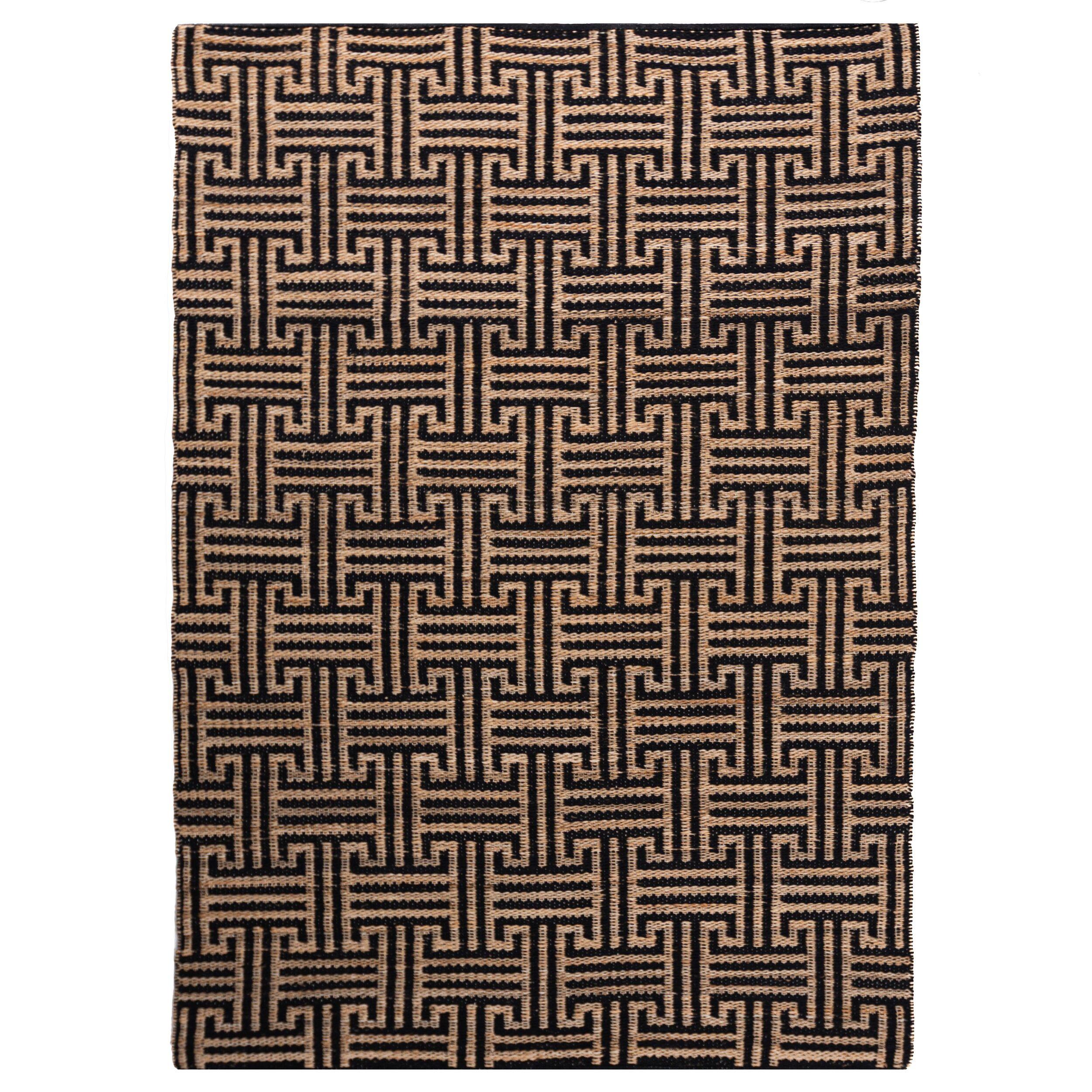 JUTETEPPICH CROFT, geometrisch, Natur-Schwarz, 160 x 230 cm - Braun, Textil (160/230cm) - KADIMA DESIGN