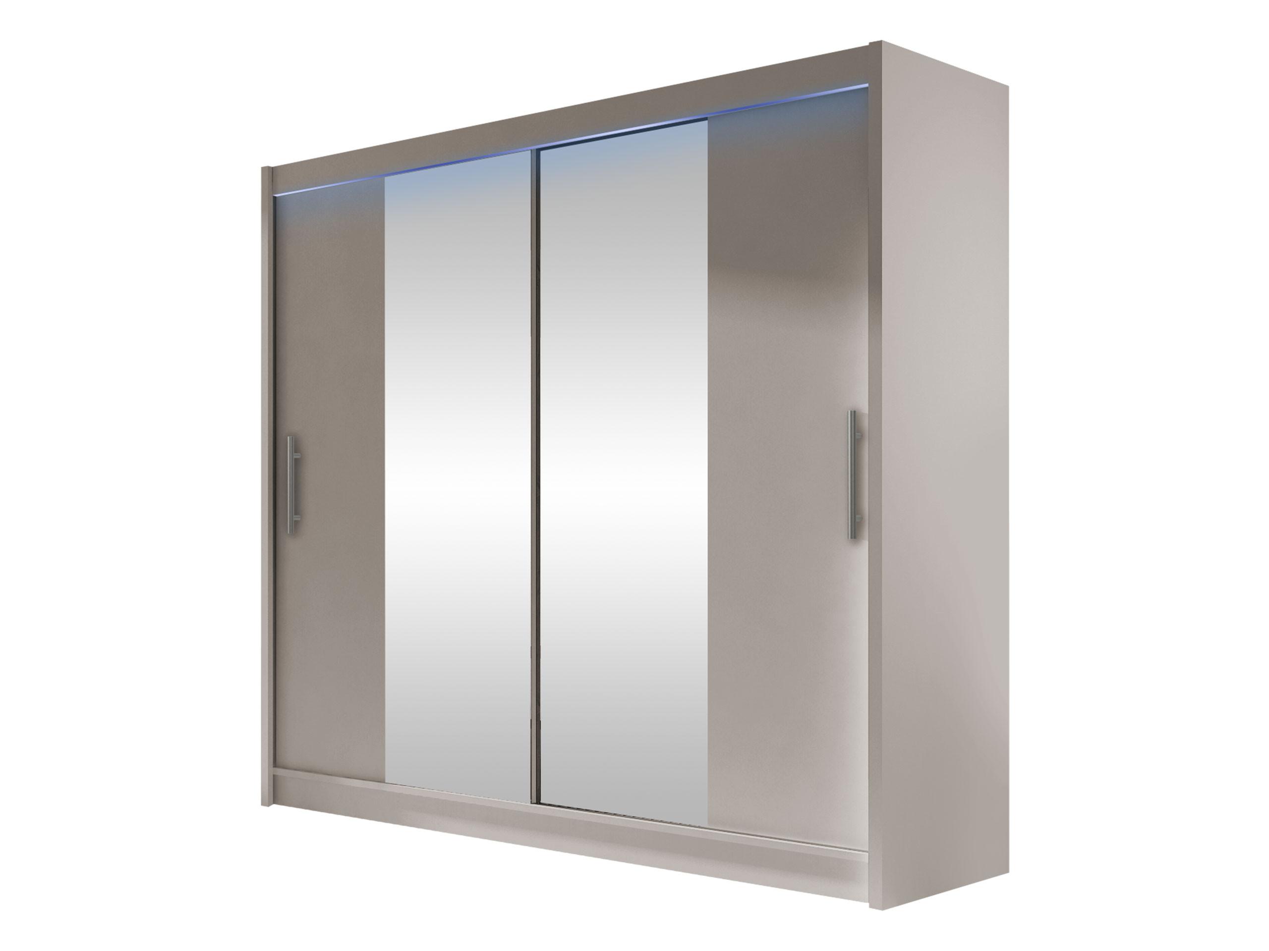 KLEIDERSCHRANK London II, mit RGB LED Beleuchtung - Kaschmir/Silberfarben, Holzwerkstoff/Kunststoff (180/215/58cm) - MIRJAN24