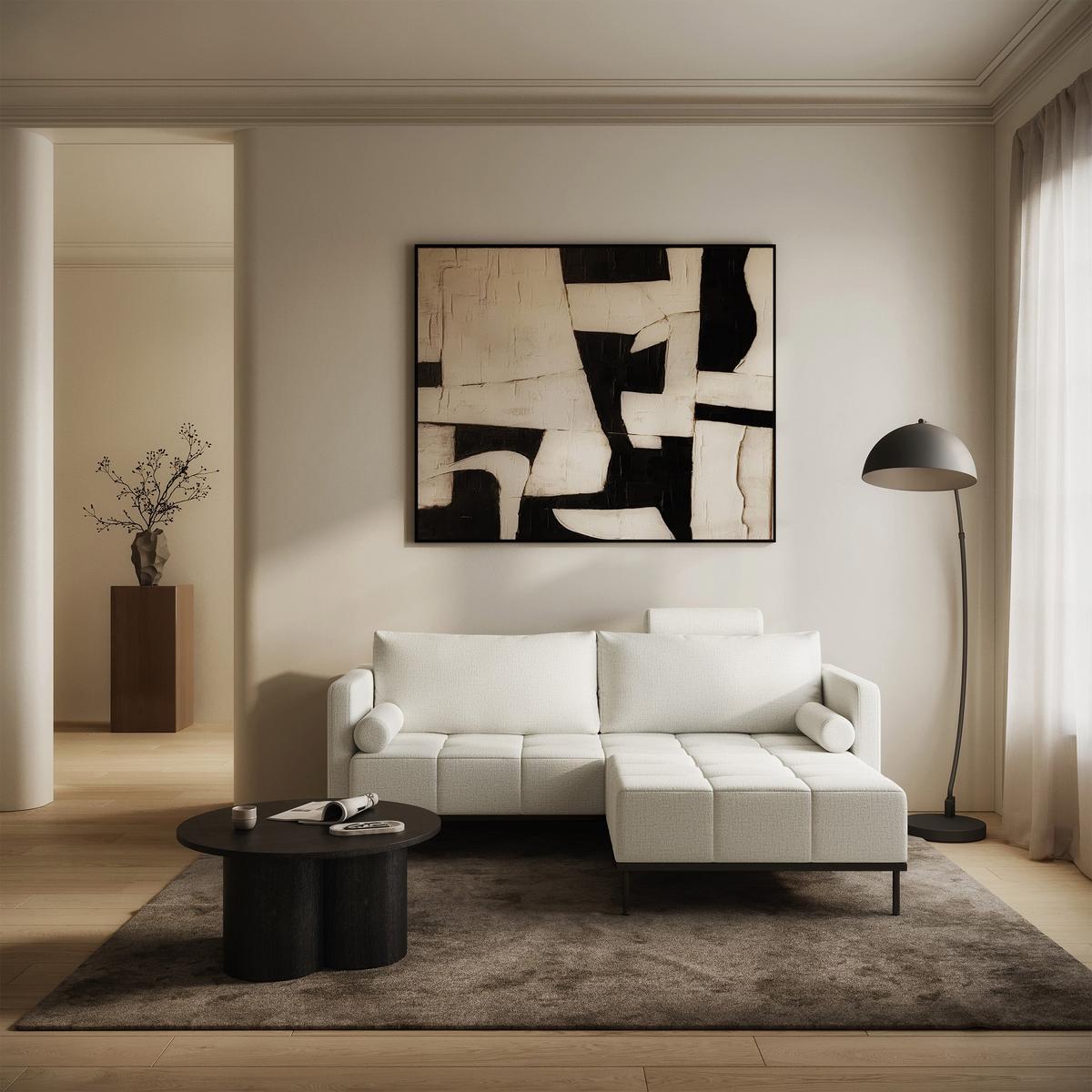 SCHLAFSOFA Skilia mit Schlaffunktion, 3-Sitzer 224 cm - Taupe/Schwarz, Textil/Metall (224/85/102cm) - Selsey