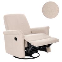 SCHAUKEL-FERNSEHSESSEL drehbar Bouclé Hellbeige Echion - Beige, Textil (82/100/90cm) - Beliani