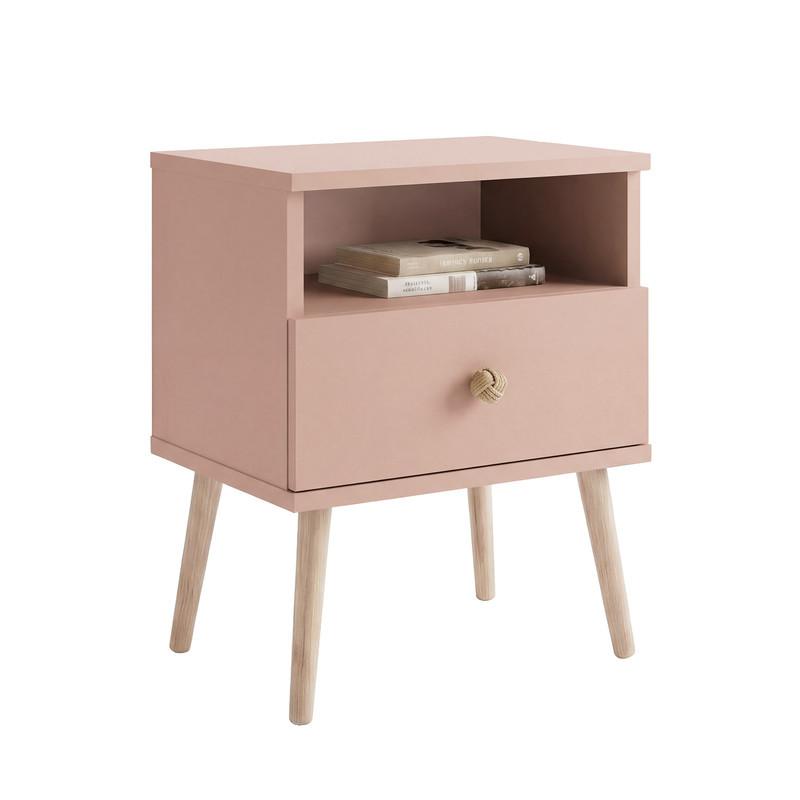 NACHTSCHRANK VALERIO 44/31/56 cm Naturrosa - Rosa, Naturmaterialien/Holzwerkstoff (44/55.5/31cm) - Idohome