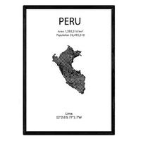 POSTER Länder & Kontinente Peru A3 Schwarzer Rahmen - Schwarz, Papier (29.7/5/42cm) - Nacnic
