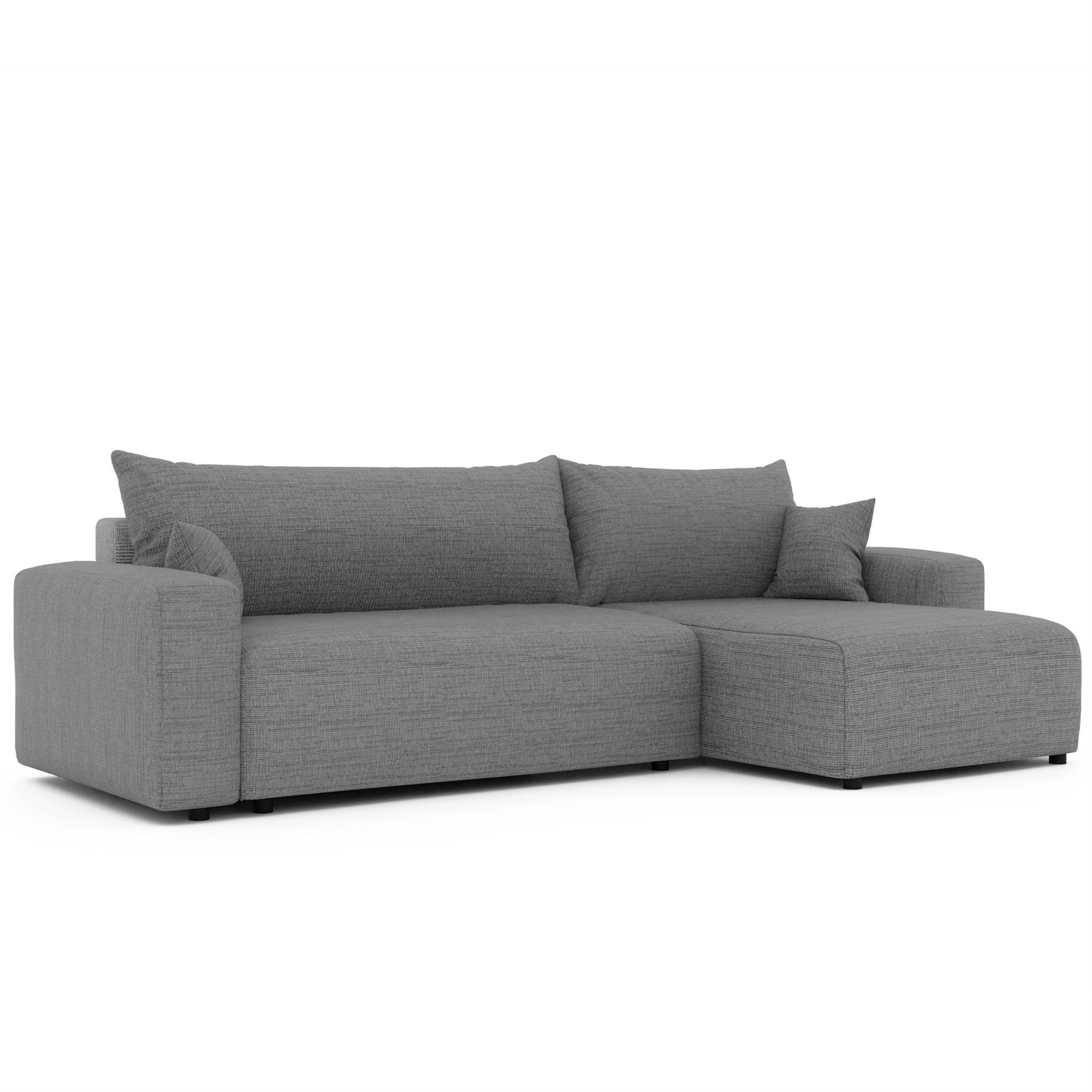 ECKSOFA Luna Max Mit Schlaffunktion - Grau, Holzwerkstoff/Textil (145/278cm) - Fun Möbel