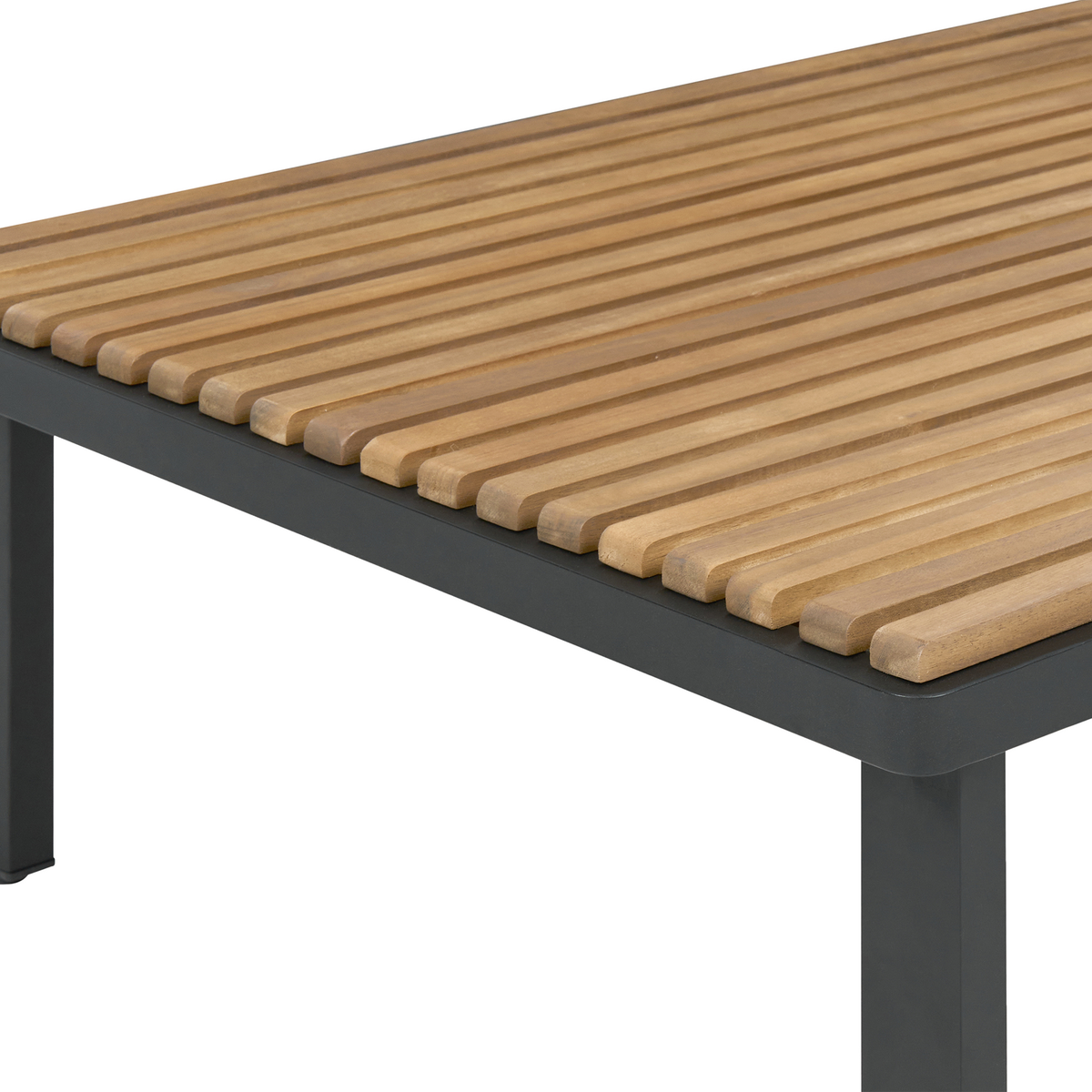 OUTDOOR-COUCHTISCH 90/70 cm Akazienholz Dunkelgrau Fivizzano - Dunkelgrau/Braun, Holz (90/70/30cm) - Beliani