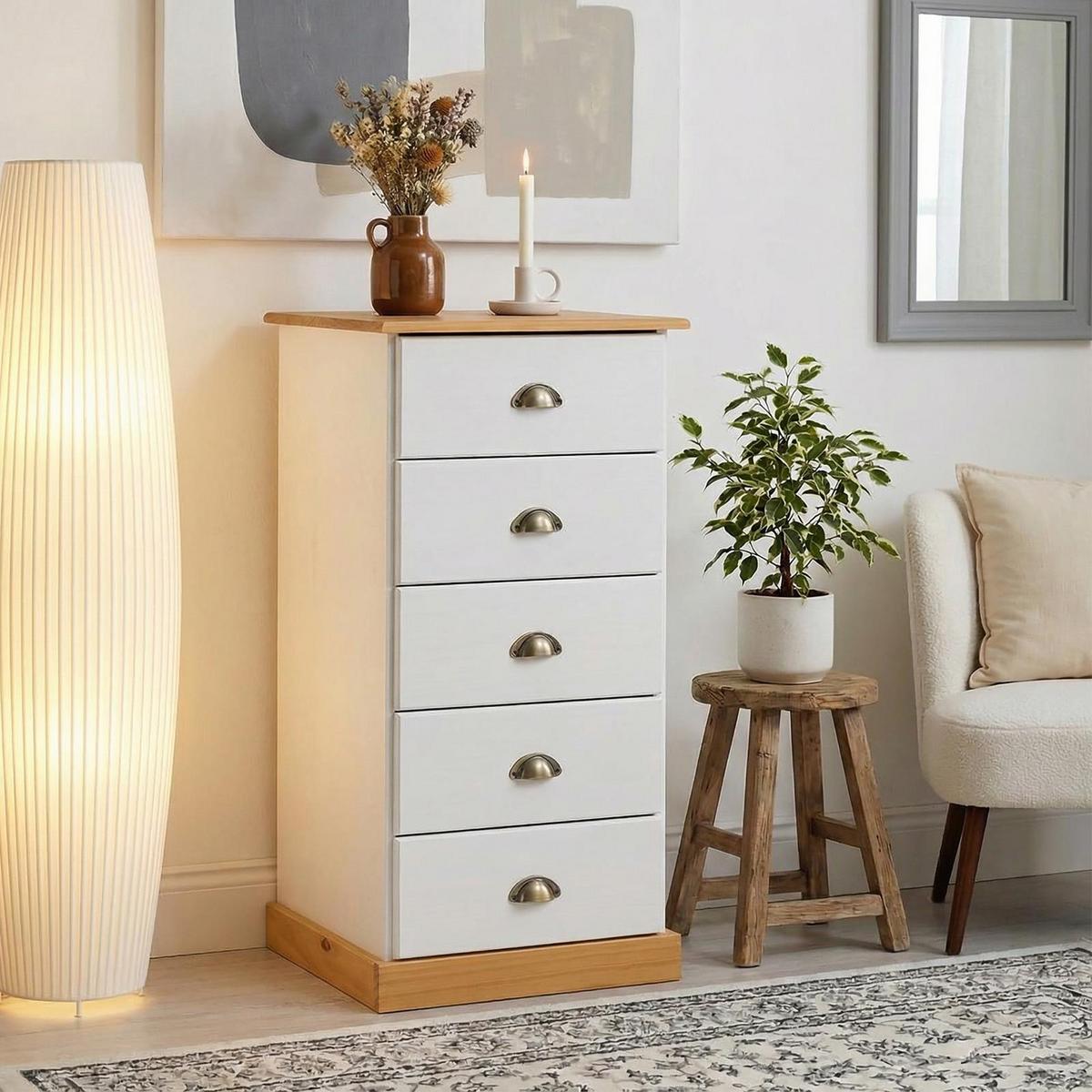 KOMMODE PARIS weiß/braun - Weiß/Braun, Holz (48/95/39cm) - IDIMEX